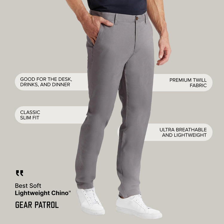 Men wearing Gray Everyday Comfort Slim Chino Pants