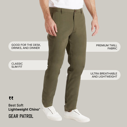 Everyday Comfort Slim Chino Pants Green Chino pants