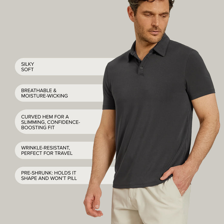 Men wearing Black Luxe Performance Polo