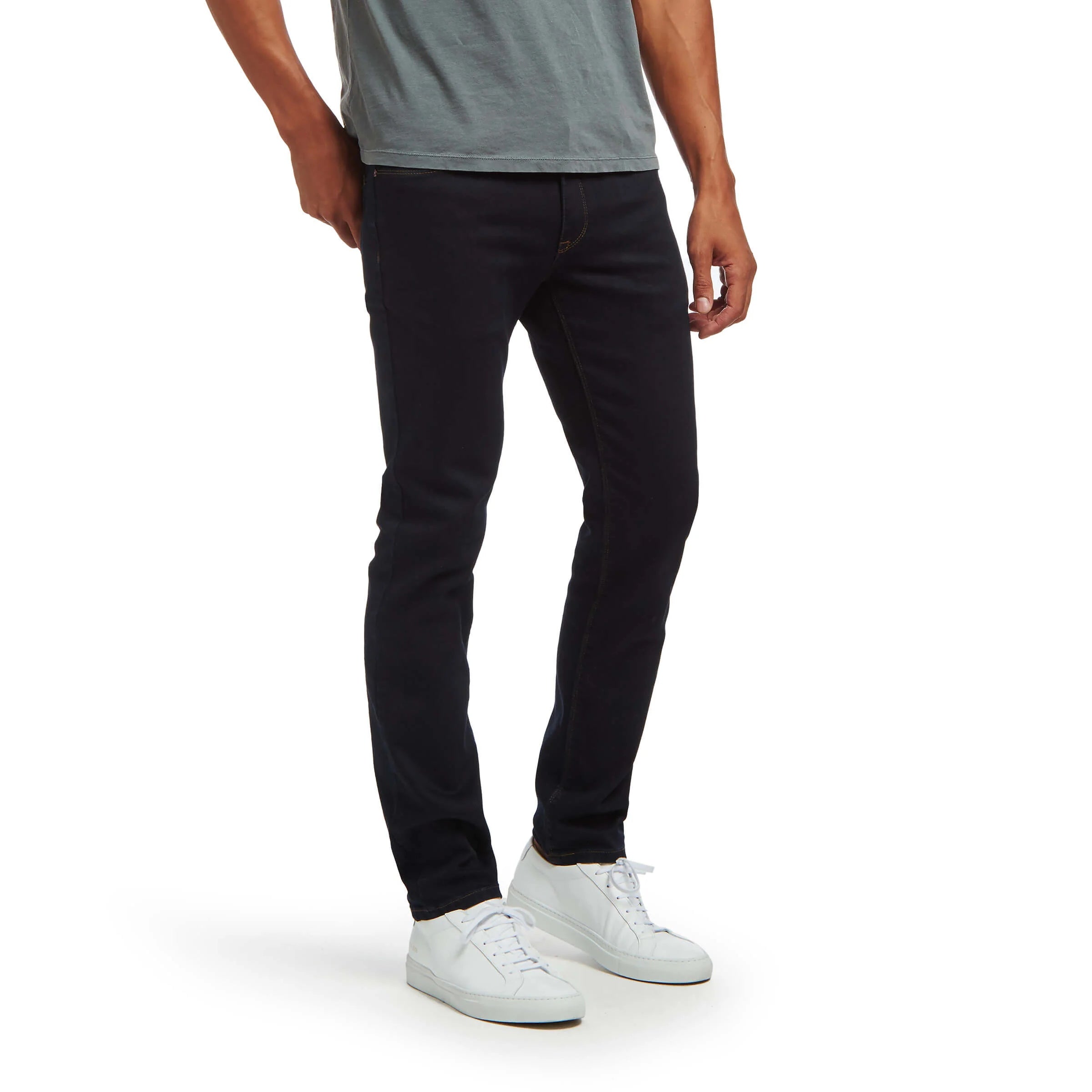 Men wearing Wooster Dark Blue Mott&Bow | Slim Staple Jeans tt jeans