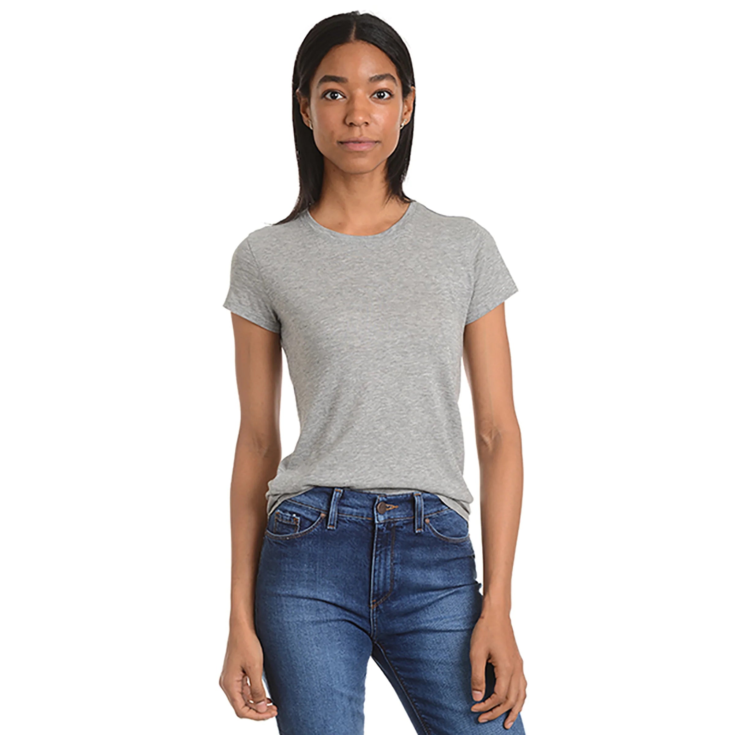 Women wearing White Mott&Bow | Fitted Crew Marcy Tee tt tees