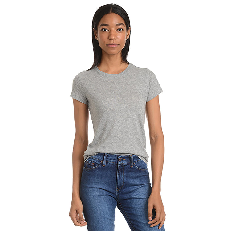 Women wearing White Mott&Bow | Fitted Crew Marcy Tee tt