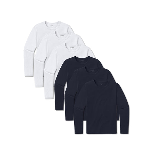 Long Sleeve Crew Tee Driggs 6-Pack Navy/White Crew tees