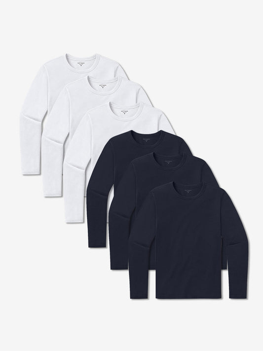 Long Sleeve Crew Tee Driggs 6-Pack Navy/White Crew tees