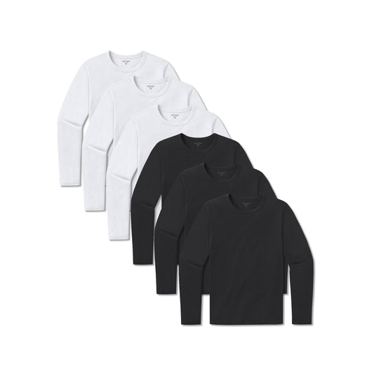 Long Sleeve Crew Tee Driggs 6-Pack White/Black Crew tees