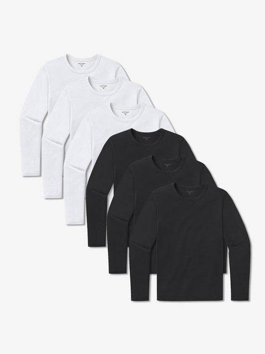 Long Sleeve Crew Tee Driggs 6-Pack White/Black Crew tees