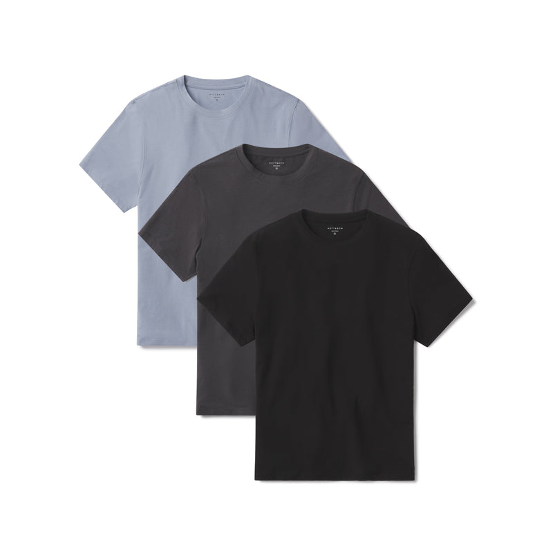 Men wearing Black/Dark Gray/California Blue Luxe Stretch Tee 3-Pack tees