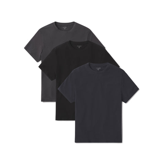 Luxe Stretch Tee 3-Pack Black/Navy/Dark Gray Crew tees