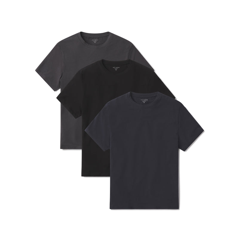 Men wearing Black/Navy/Dark Gray Luxe Stretch Tee 3-Pack tees