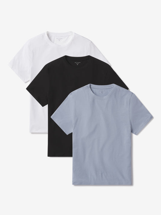 Luxe Stretch Tee 3-Pack White/Black/California Blue Crew tees