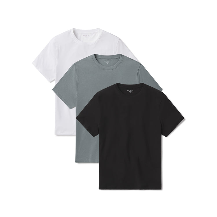Men wearing White/Black/Sea Grass Luxe Stretch Tee 3-Pack