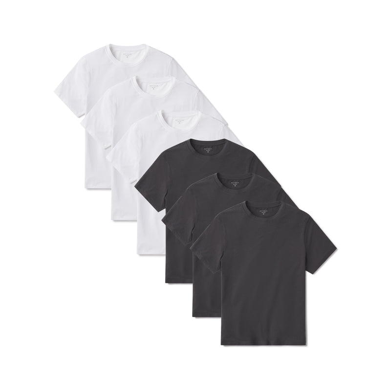 Men wearing White/Dark Gray Luxe Stretch Tee 6-Pack tees