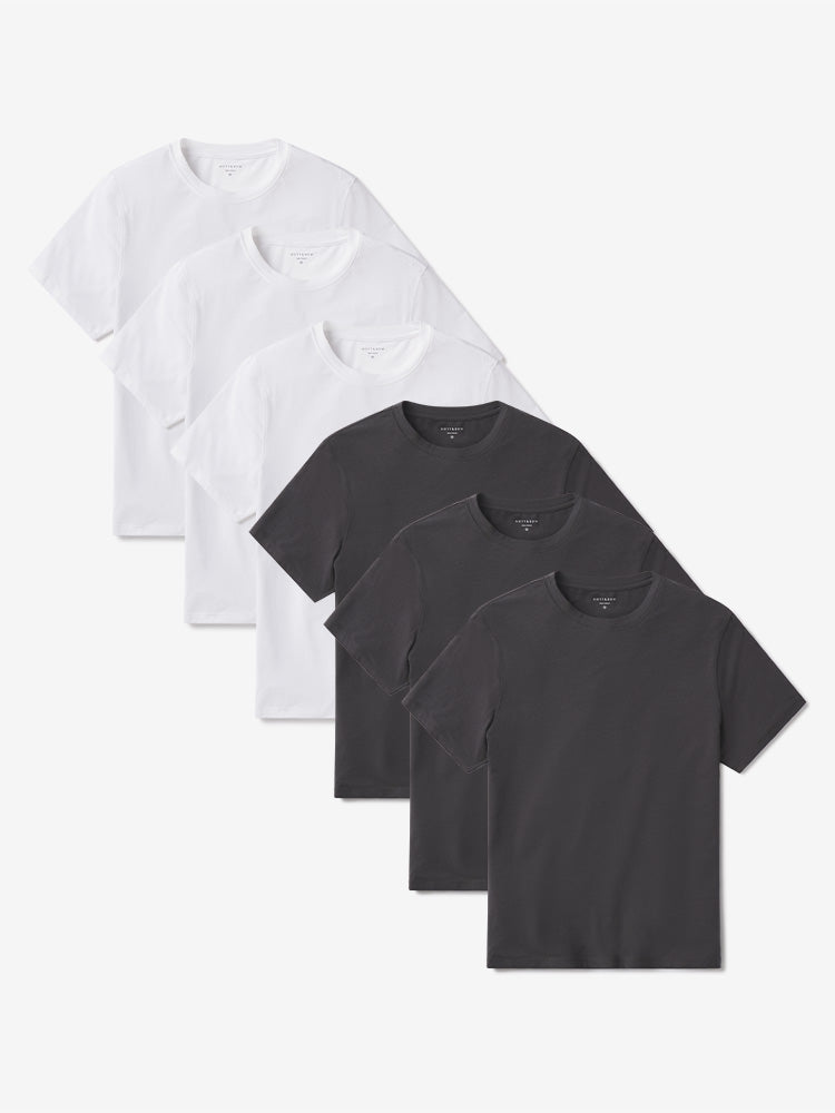 Men wearing White/Dark Gray Luxe Stretch Tee 6-Pack