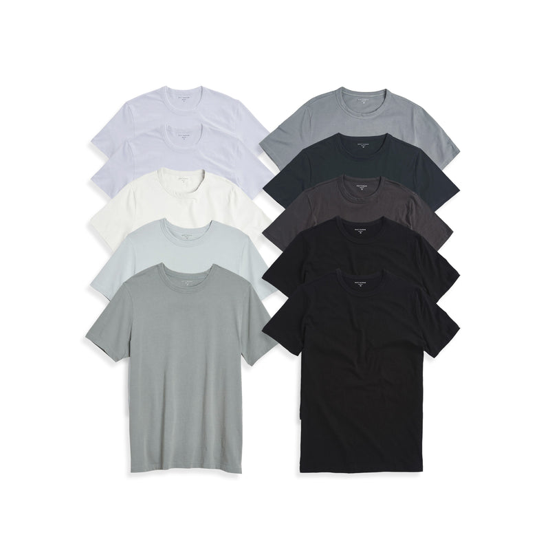  wearing 2 White/1 Bone/1 Surf/1 Gray Green/1 Faded Charcoal/1 Pine/1 Dark Gray/2 Black SPECIAL 10-PACK: CREW DRIGGS TEE