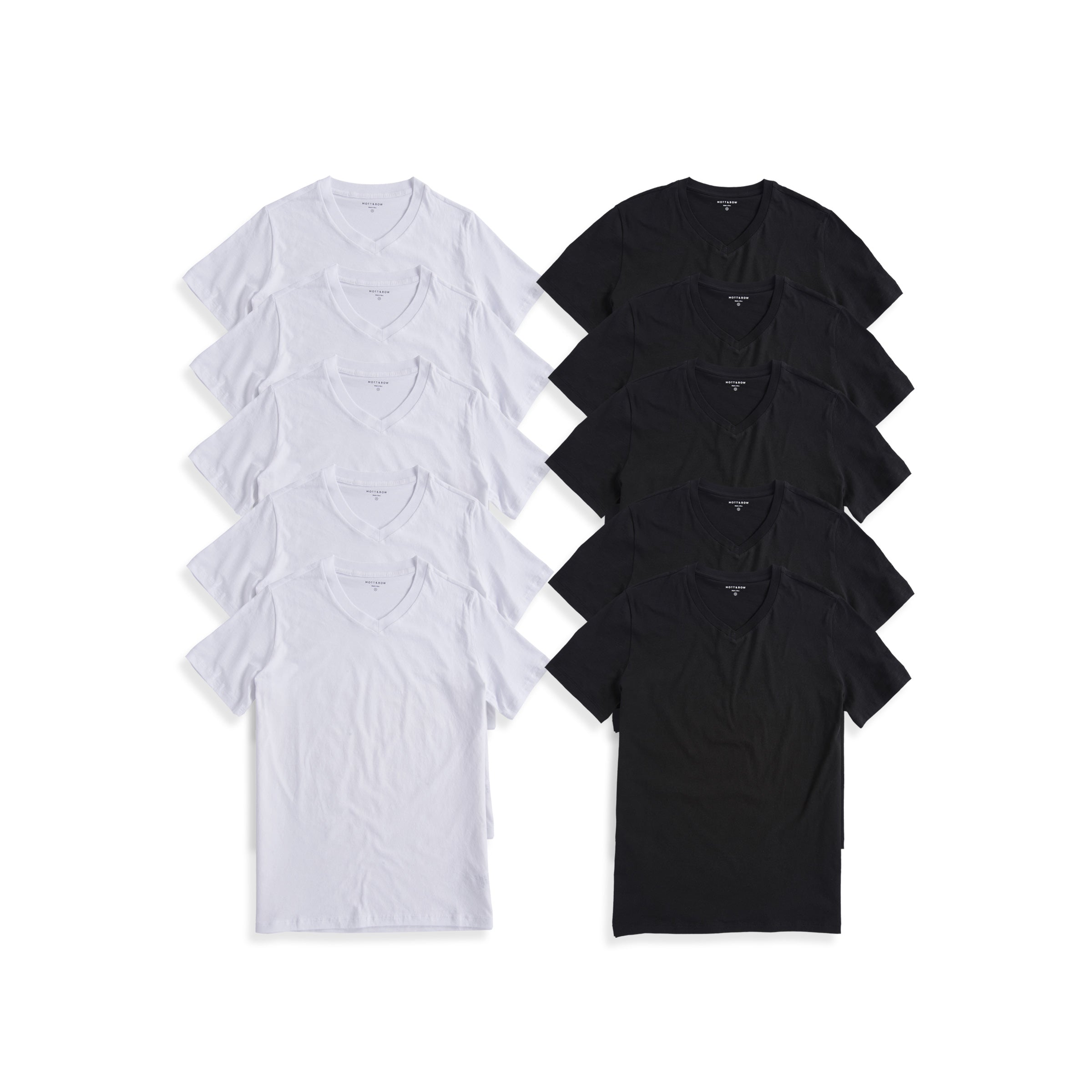 Men wearing Black/White Classic V-Neck Driggs 10-Pack tees