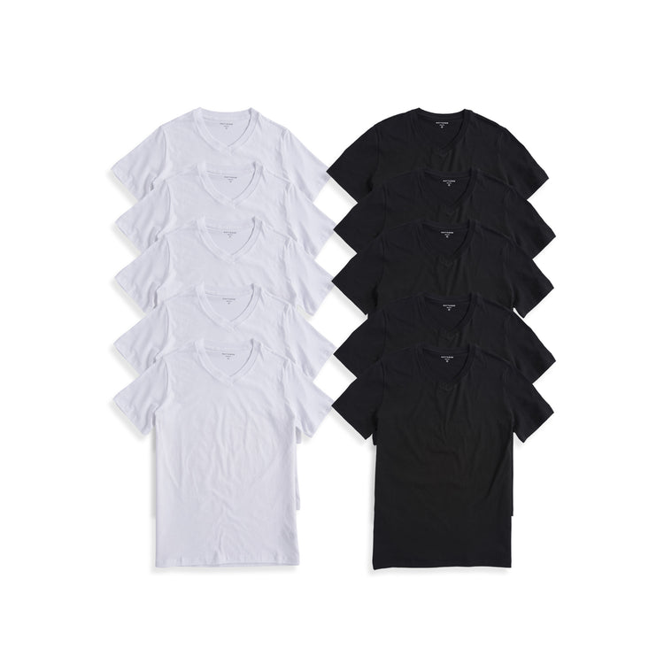 Men wearing Black/White Classic V-Neck Driggs 10-Pack