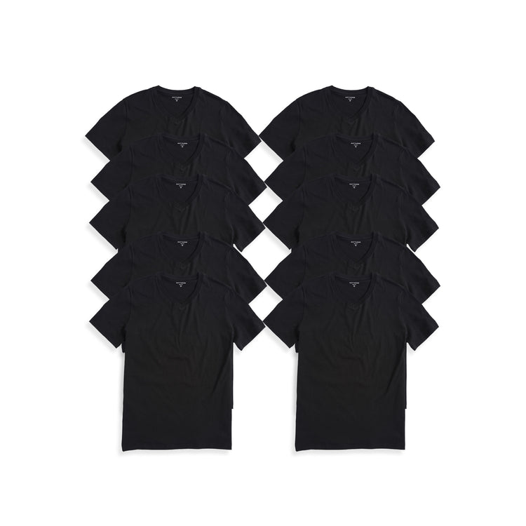 Men wearing Black Classic V-Neck Driggs 10-Pack