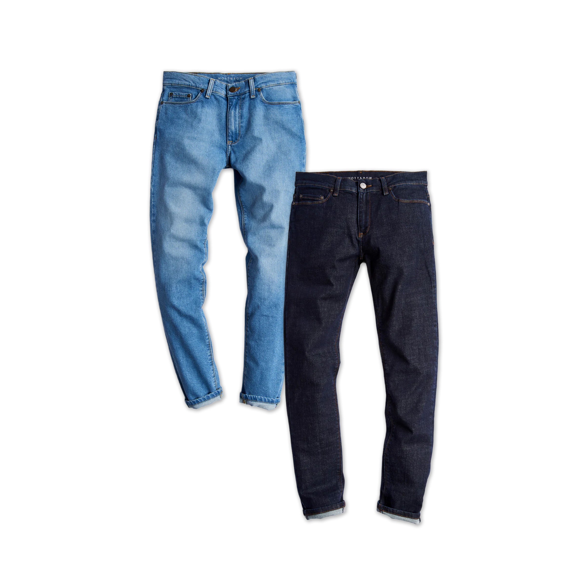  wearing Light Blue/Dark Blue Skinny Benson and Skinny Wooster 2-Pack Jeans jeans