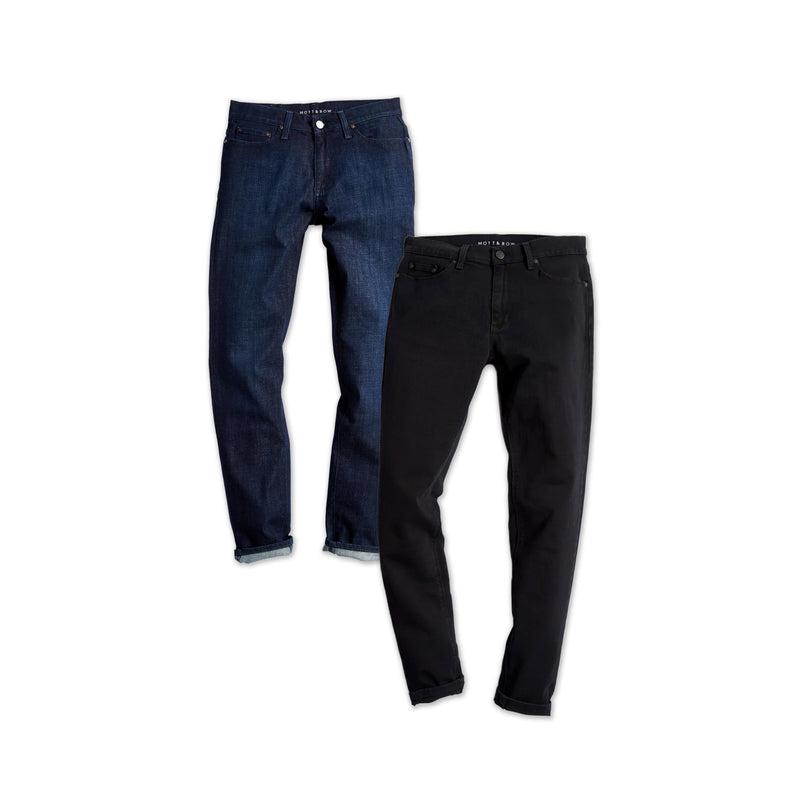  wearing Medium/Dark Blue / Black Slim Crosby and Slim Jay 2-Pack Jeans jeans