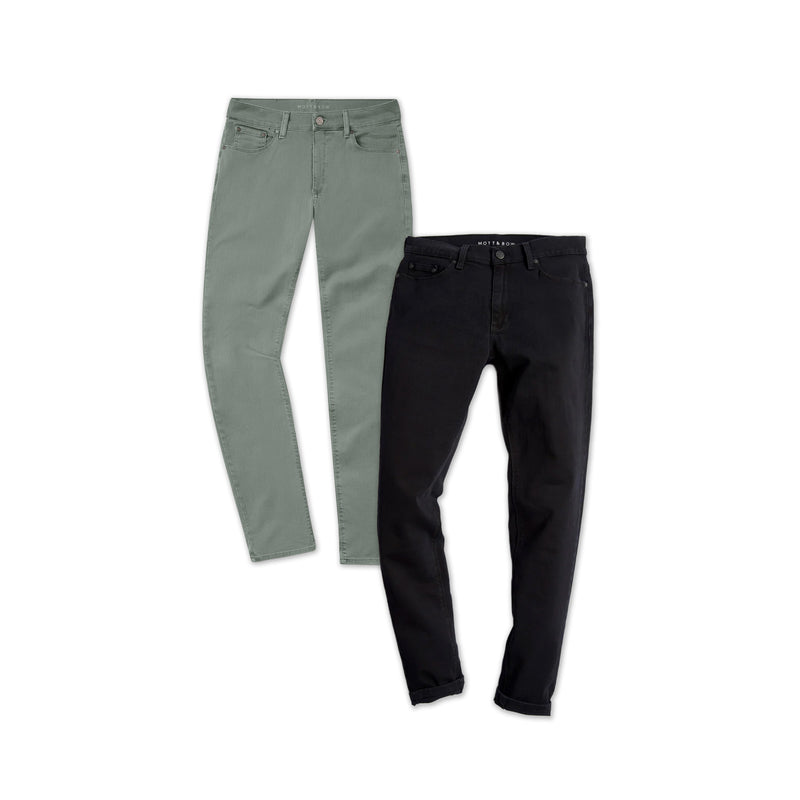  wearing Sage/Black Slim Mercer and Slim Jay 2-Pack Jeans jeans