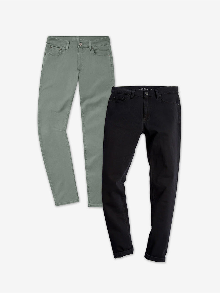  wearing Sage/Black Slim Mercer and Slim Jay 2-Pack Jeans