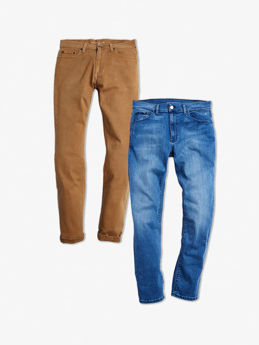 Straight Mercer and Straight Staple 2-Pack Jeans Khaki/Medium Blue fabric jeans
