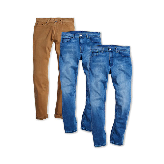 Straight Mercer and Straight Staple 3-Pack Jeans Khaki/Medium Blue fabric jeans