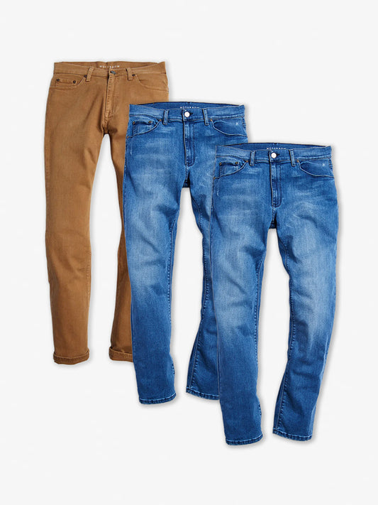 Straight Mercer and Straight Staple 3-Pack Jeans Khaki/Medium Blue fabric jeans
