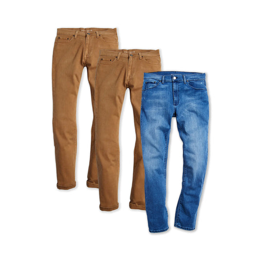 Straight Mercer and Straight Staple 3-Pack Jeans Khaki/Medium Blue fabric jeans