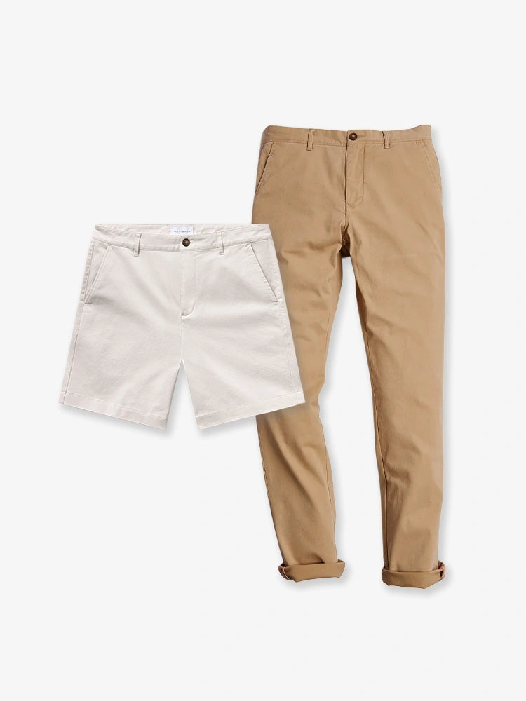 Men wearing Default Title Bundle 25: 1 pair of Chino Shorts + 1 Pair of Chino Pants