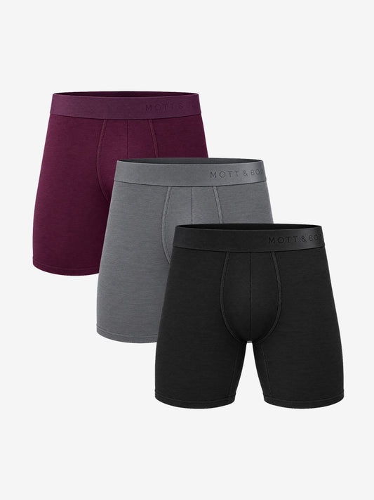 Boxer Brief 3-Pack Black/Eggplant/Gray Boxer Brief underwear