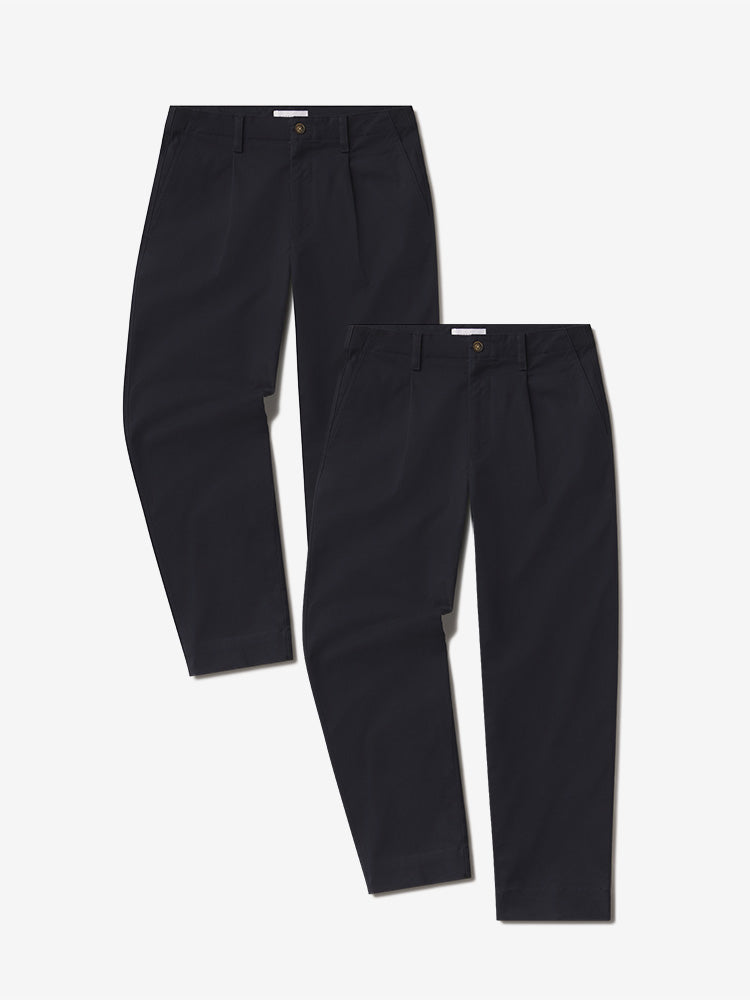  wearing Navy/Ecru Wide Leg Chino Pants 2-Pack - Pre Order
