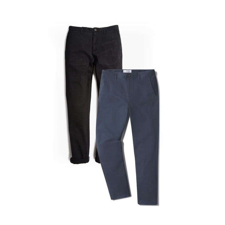Men wearing Black/Riverside Everyday Comfort Chino Slim Pants 2-Pack