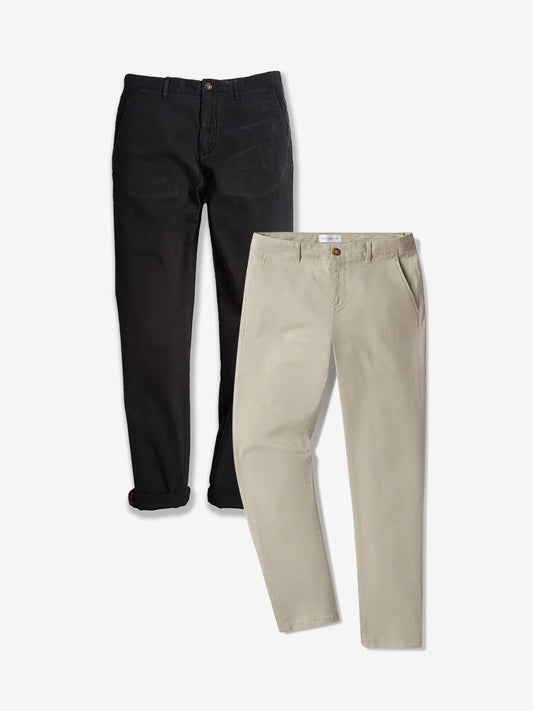 Everyday Comfort Slim Chino Pants 2-Pack Ecru/Black Slim pants