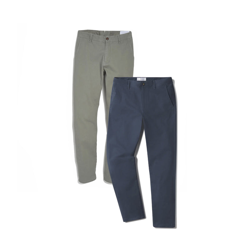Men wearing Light Gray/Riverside Everyday Comfort Chino Slim Pants 2-Pack pants