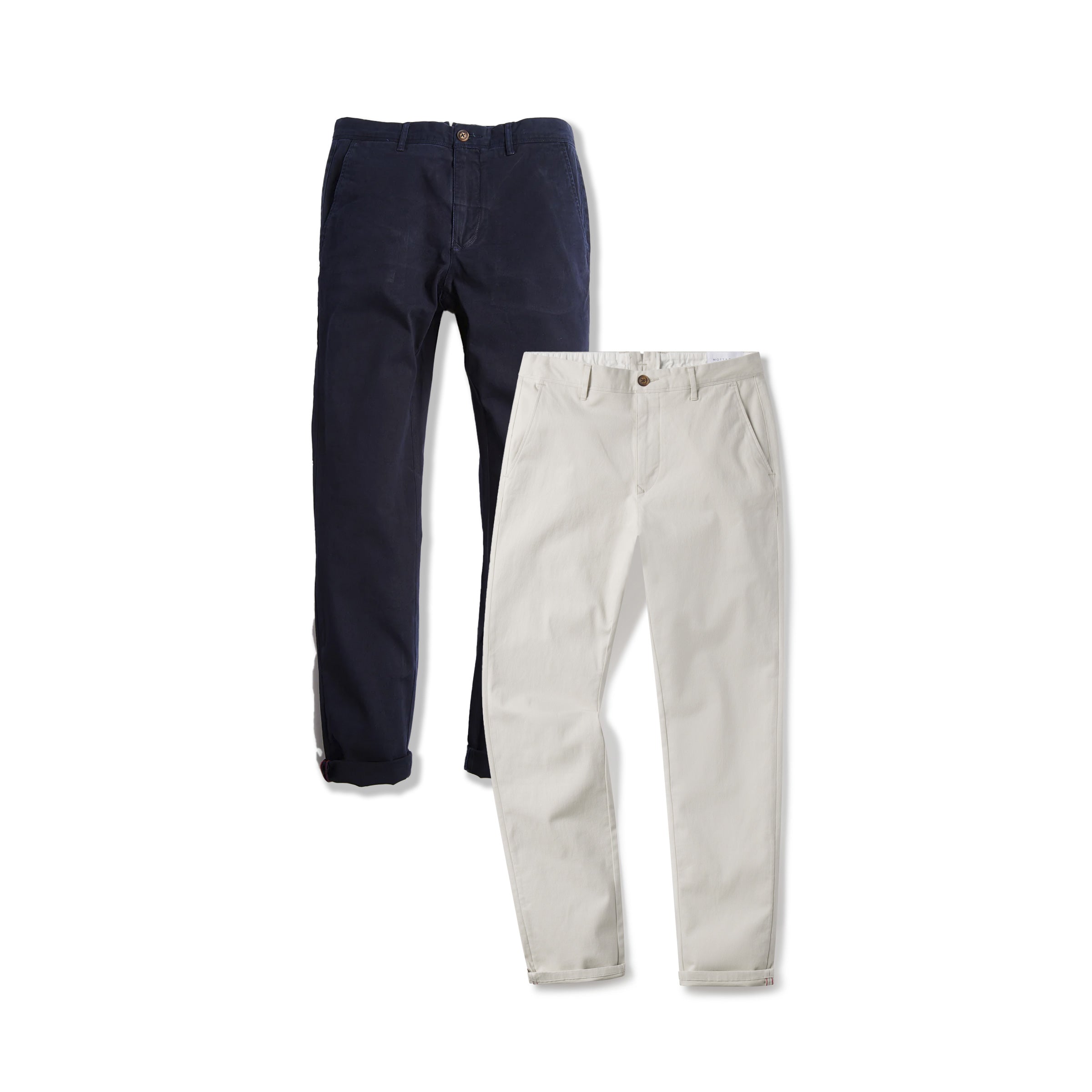  wearing Navy/Beige The Twill Chino Charles 2-Pack