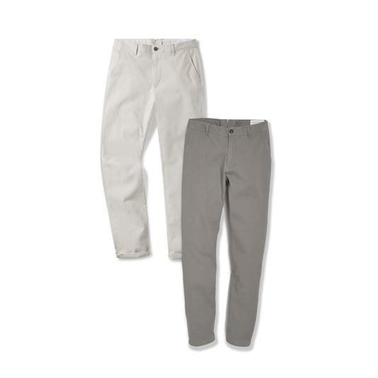 Everyday Comfort Slim Chino Pants 2-Pack Light Gray/Beige Slim pants