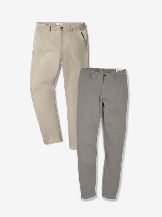 Everyday Comfort Slim Chino Pants 2-Pack Light Gray/Ecru Slim pants