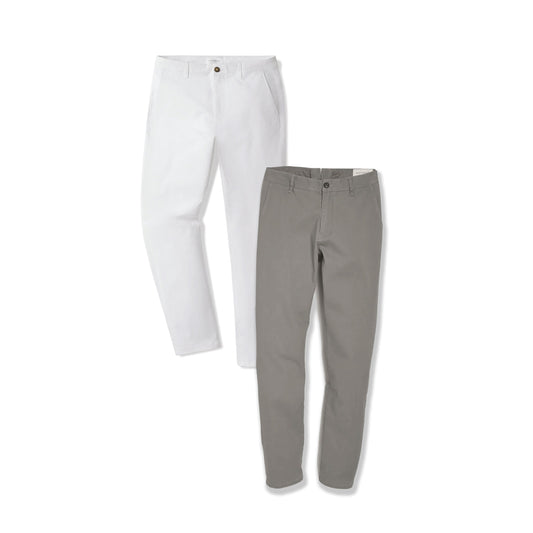 Everyday Comfort Slim Chino Pants 2-Pack Light Gray/White Slim pants