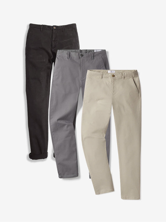 Everyday Comfort Slim Chino Pants 3-Pack Dark Gray/Gray/Ecru Slim pants