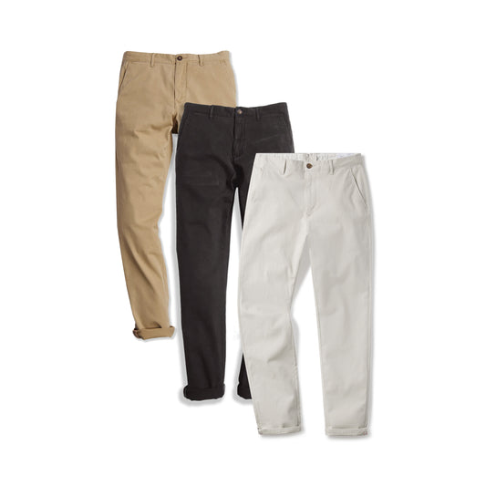 Everyday Comfort Slim Chino Pants 3-Pack Dark Gray/Khaki/Beige Slim pants