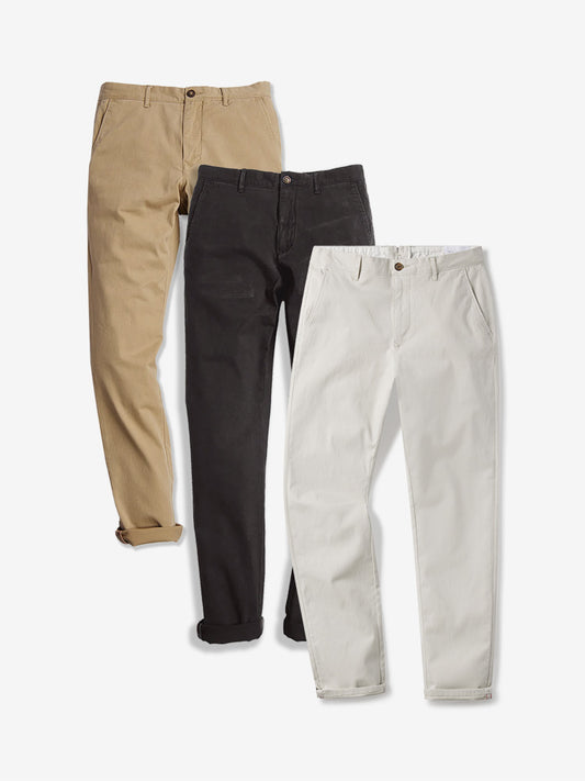 Everyday Comfort Slim Chino Pants 3-Pack Dark Gray/Khaki/Beige Slim pants