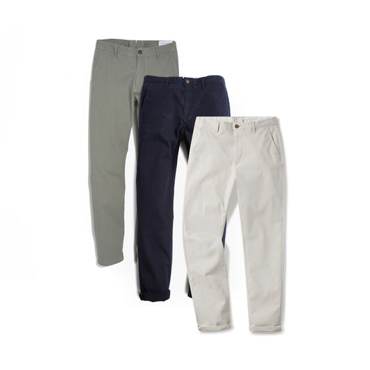 Everyday Comfort Slim Chino Pants 3-Pack Light Gray/Navy/Beige Slim pants