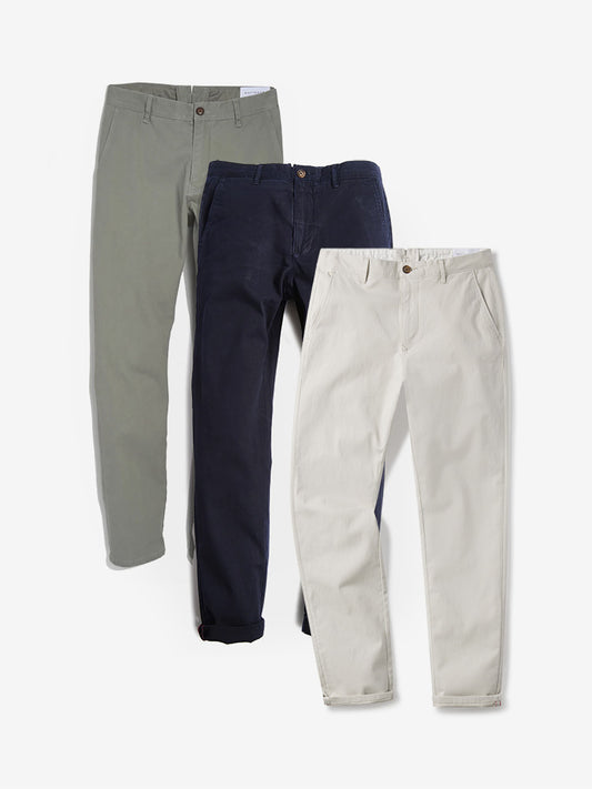 Everyday Comfort Slim Chino Pants 3-Pack Light Gray/Navy/Beige Slim pants