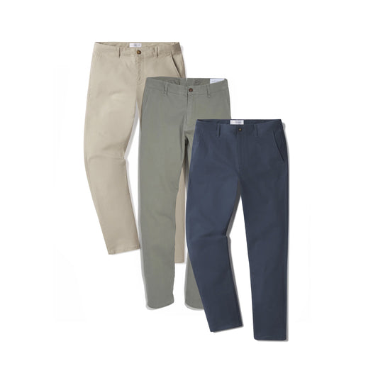 Everyday Comfort Slim Chino Pants 3-Pack Light Gray/Riverside/Ecru Slim pants