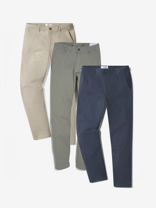 Everyday Comfort Slim Chino Pants 3-Pack Light Gray/Riverside/Ecru Slim pants