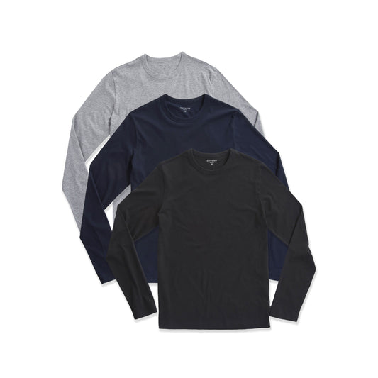 Long Sleeve Crew Tee Driggs 3-Pack Black/Navy/Heather Gray Crew tees