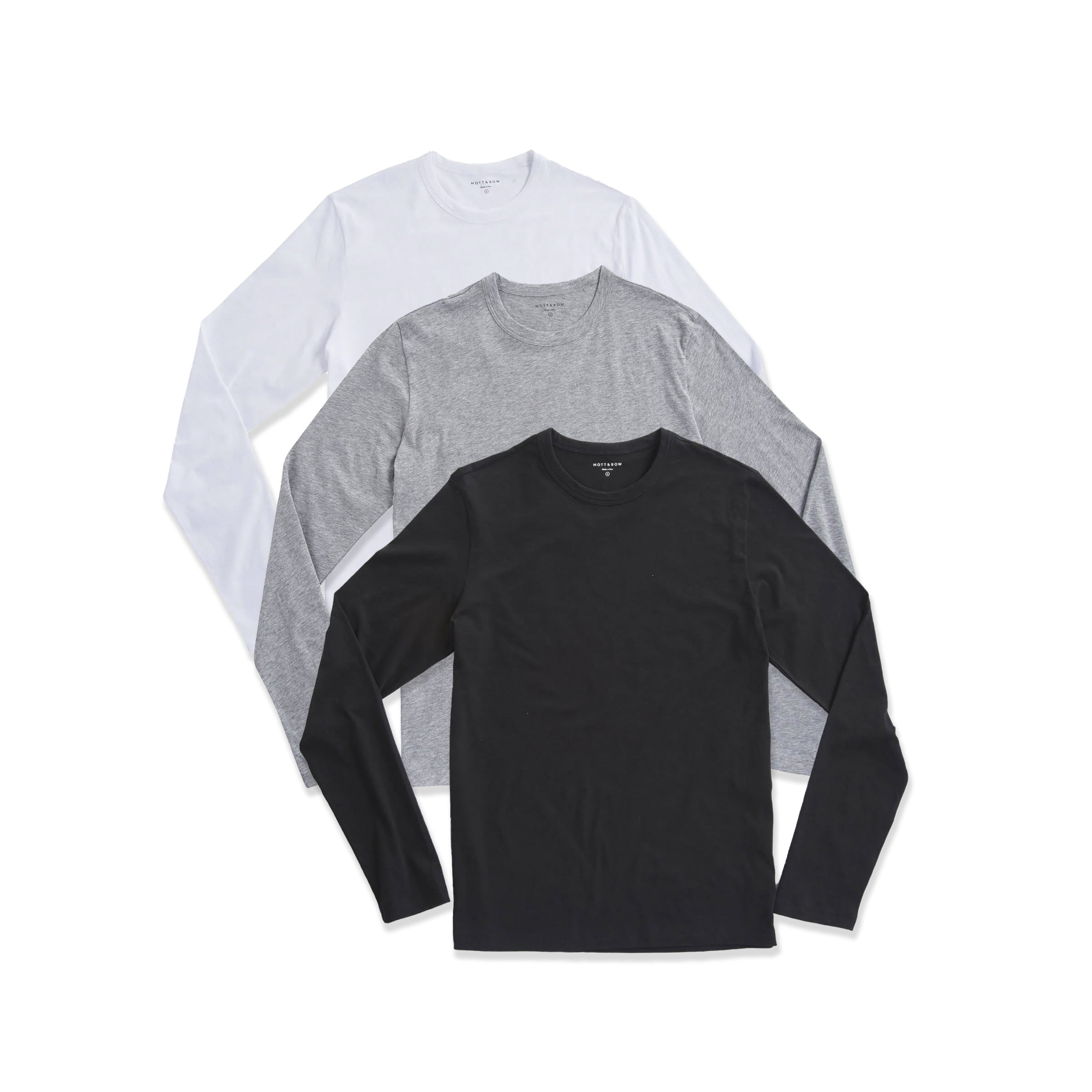 Men wearing Black/Heather Gray/White Long Sleeve Crew Tee Driggs 3-Pack tees