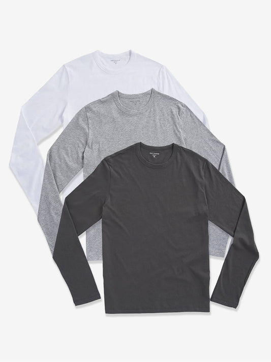 Long Sleeve Crew Tee Driggs 3-Pack Heather Gray/White/Dark Gray Crew tees