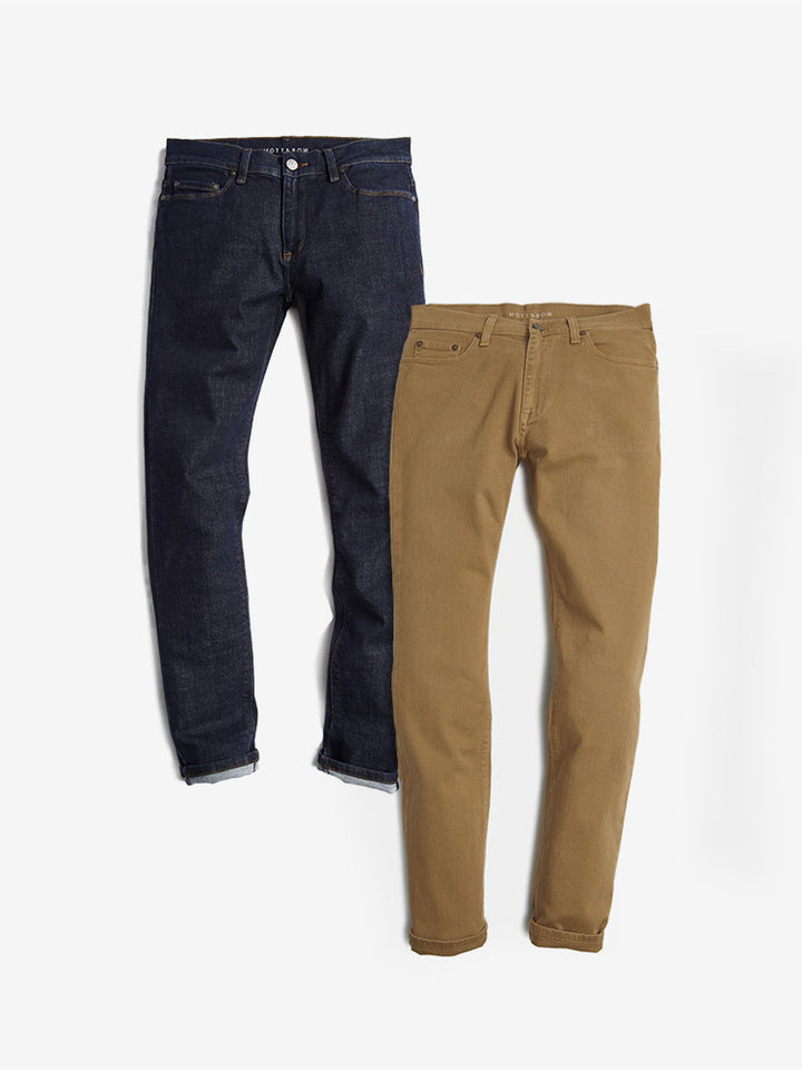 Mott & Bow jeans styled as part of a compact travel wardrobe
